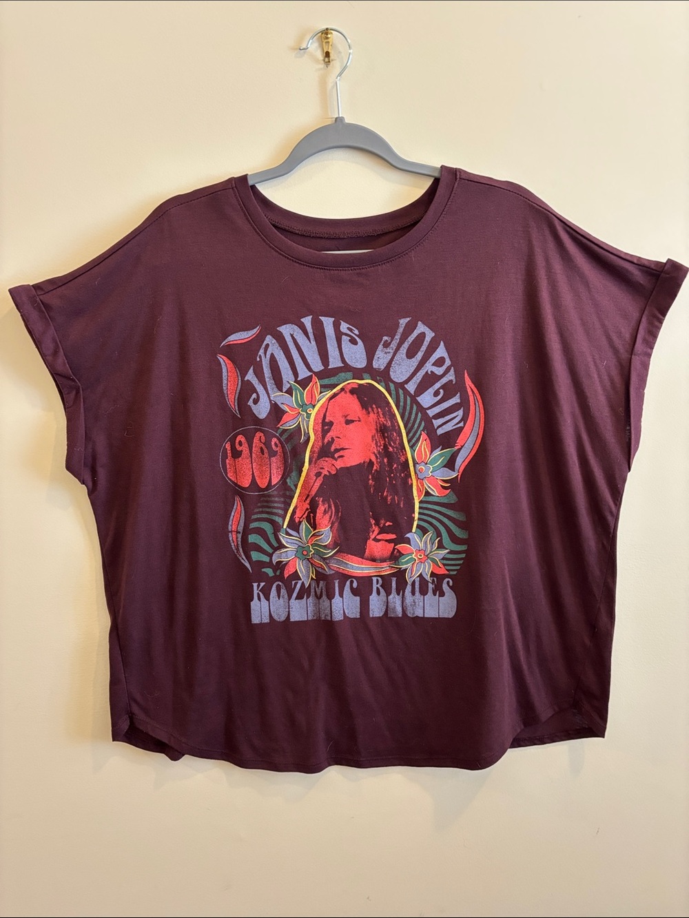 Terra & Sky Plum Janis Joplin Graphic Short Sleeve Tee